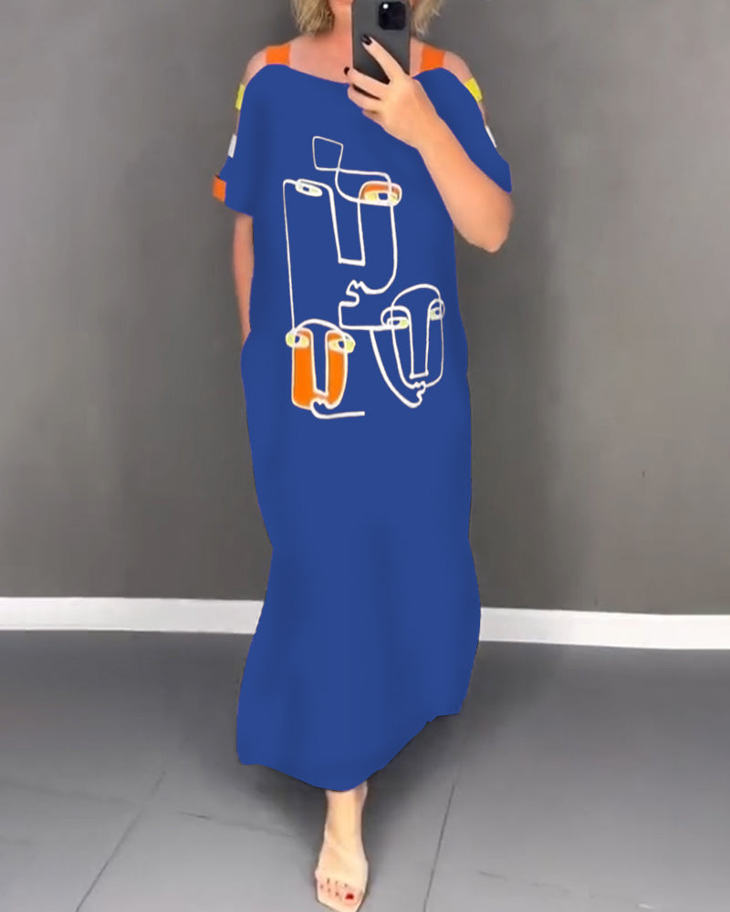 Primina™ - Off-the-shoulder dress with cutout print and slit
