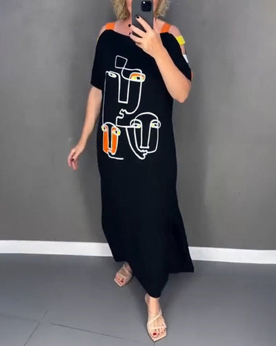 Primina™ - Off-the-shoulder dress with cutout print and slit
