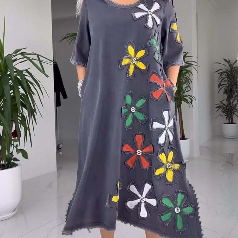 Kalena™ - Casual dress with round neck