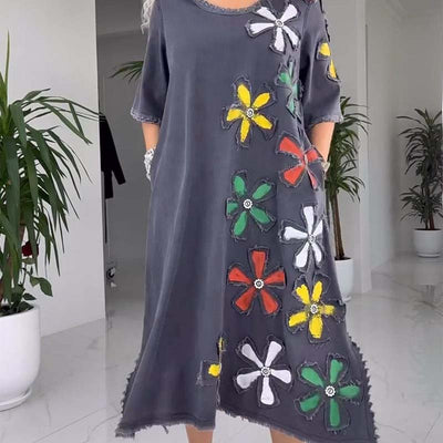 Kalena™ - Casual dress with round neck