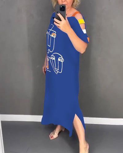 Primina™ - Off-the-shoulder dress with cutout print and slit