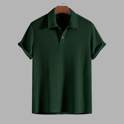 Quentin | Textured Forest Green Polo Shirt for Comfort and Style