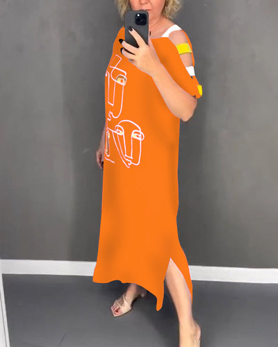 Primina™ - Off-the-shoulder dress with cutout print and slit