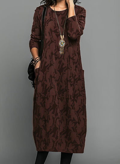 Zofia™ Cotton autumn dress with round neckline