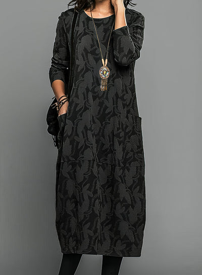 Zofia™ Cotton autumn dress with round neckline