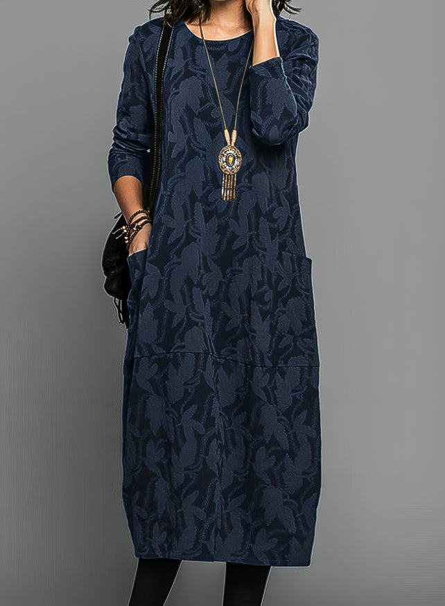 Zofia™ Cotton autumn dress with round neckline