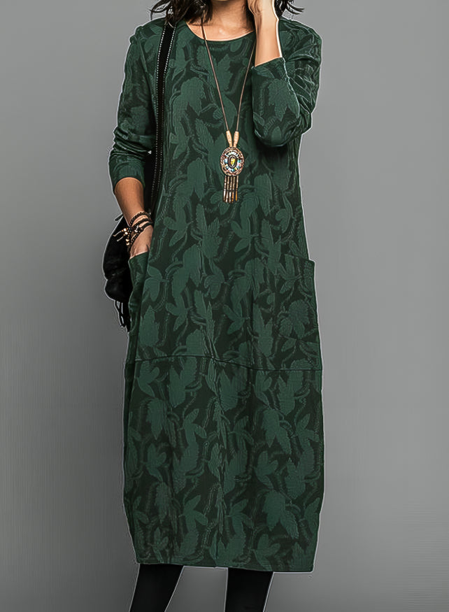 Zofia™ Cotton autumn dress with round neckline