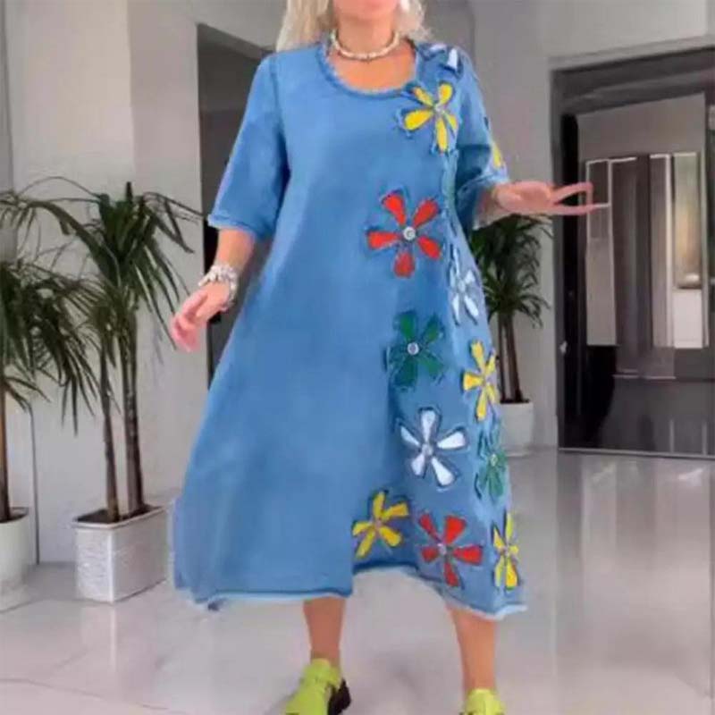 Kalena™ - Casual dress with round neck