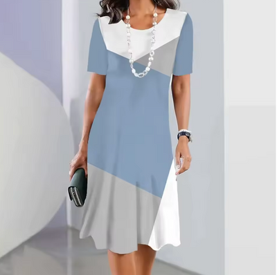 Dalia™ - Women's Pleated Dress with Color Blocks