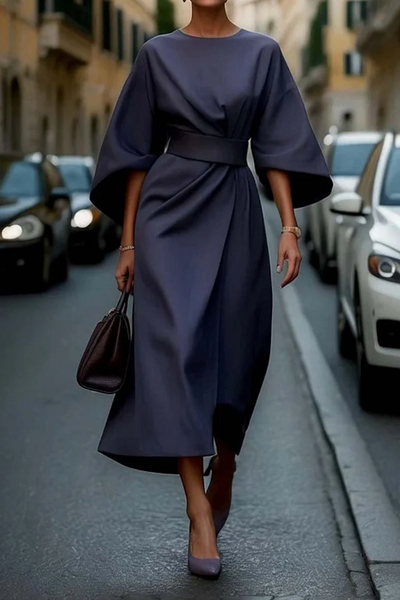 Sonia™ - Elegant Dress with Lantern Sleeves and Belt