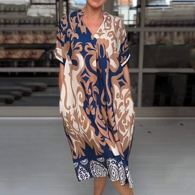 Bente™ - Elegant Printed Loose Midi Dress