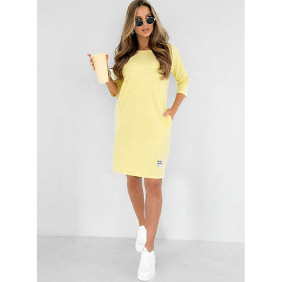 Lieka™ - Round Neck 3/4 Sleeve Dress with Pockets