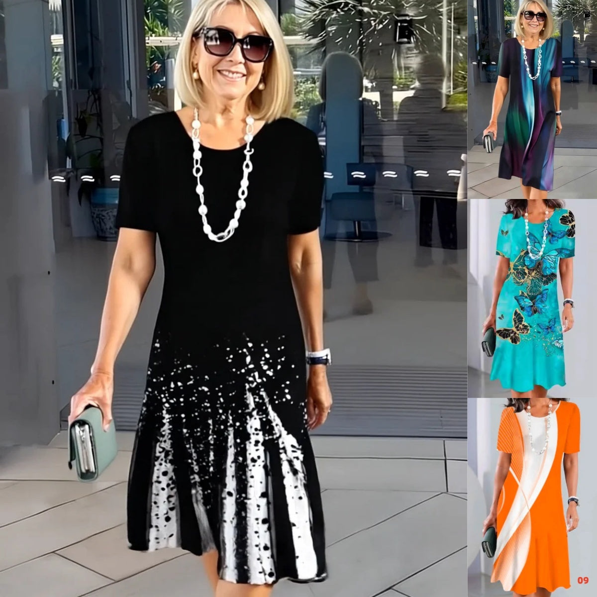 Dalia™ - Women's Pleated Dress with Color Blocks