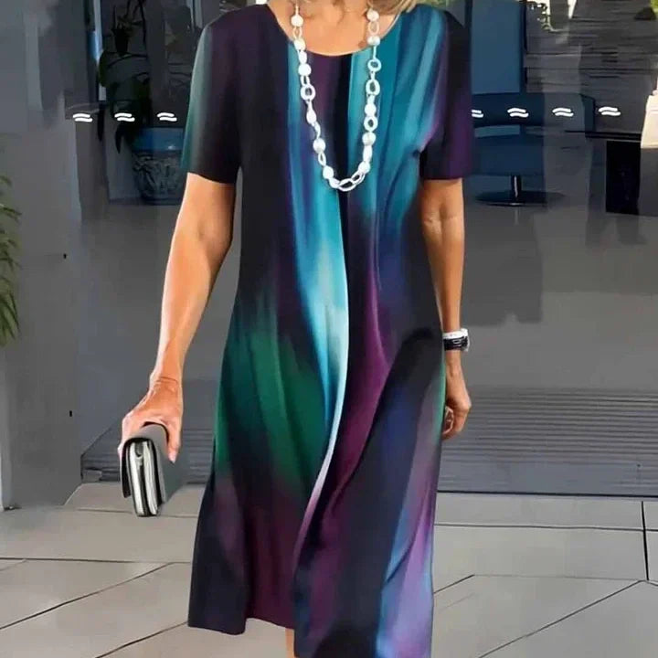 Dalia™ - Women's Pleated Dress with Color Blocks
