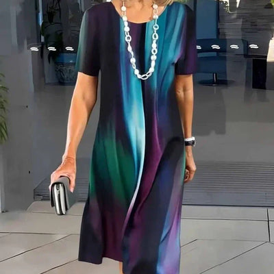 Dalia™ - Women's Pleated Dress with Color Blocks