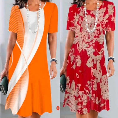 Dalia™ - Women's Pleated Dress with Color Blocks