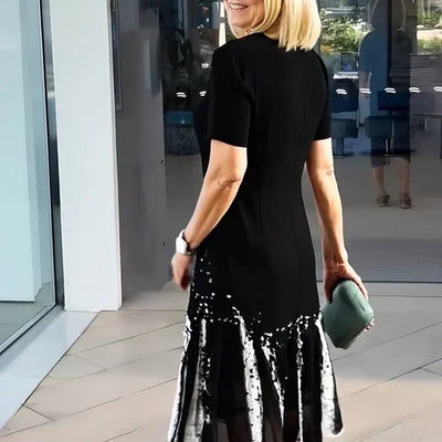 Dalia™ - Women's Pleated Dress with Color Blocks