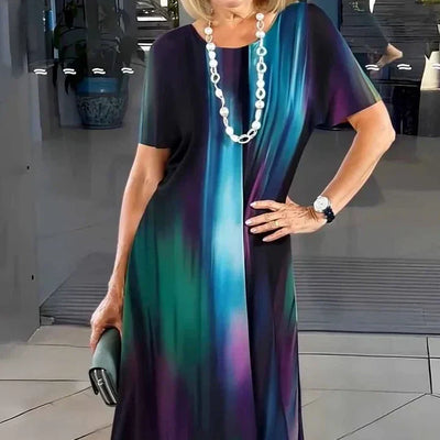 Dalia™ - Women's Pleated Dress with Color Blocks